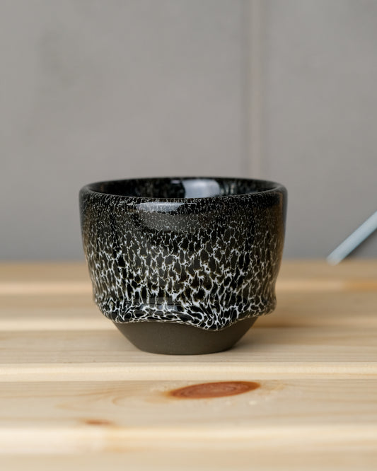 107. Espresso cup 100ml, black and white, black stoneware