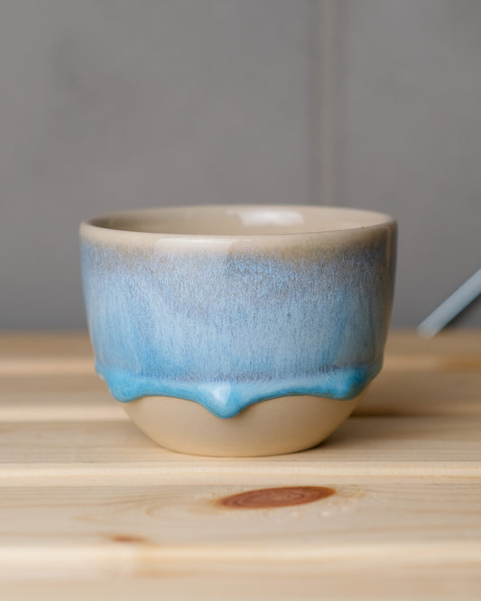 082. Cappuccino cup 200ml, V2 slipcasted, light blue, light clay